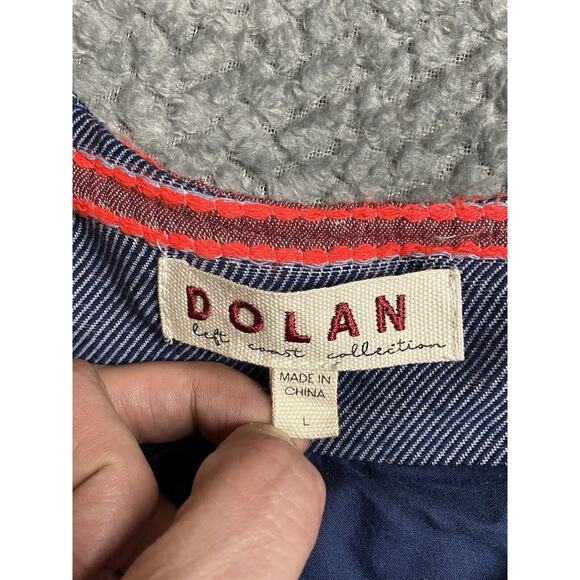 Dolan Anthropologie Denim Coat Womens Size L Striped Multicolored Button Up Y2K - Picture 12 of 16